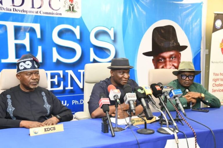 Chief Samuel Ogbuku flanked by Directors at the Press Conference