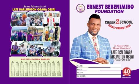 EBF Exercise notebook bearing the photo of the late Ossai