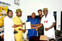 The IPF team led by the President and planning committee chairman, Comr Austin Ozobo presenting the letter of invitation to the Commissioner representing Ijaw ethnic nationality on the board of DESOPADEC