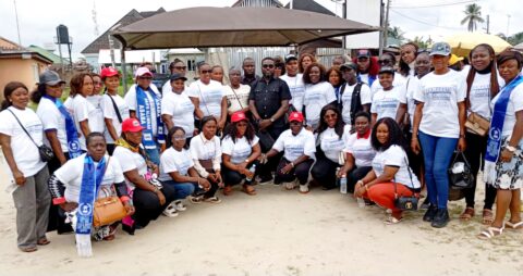 Members of National Association of Ijaw Female Students, NAIFS, in a group photograph during the medical outreach