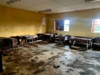 A flood affected classroom