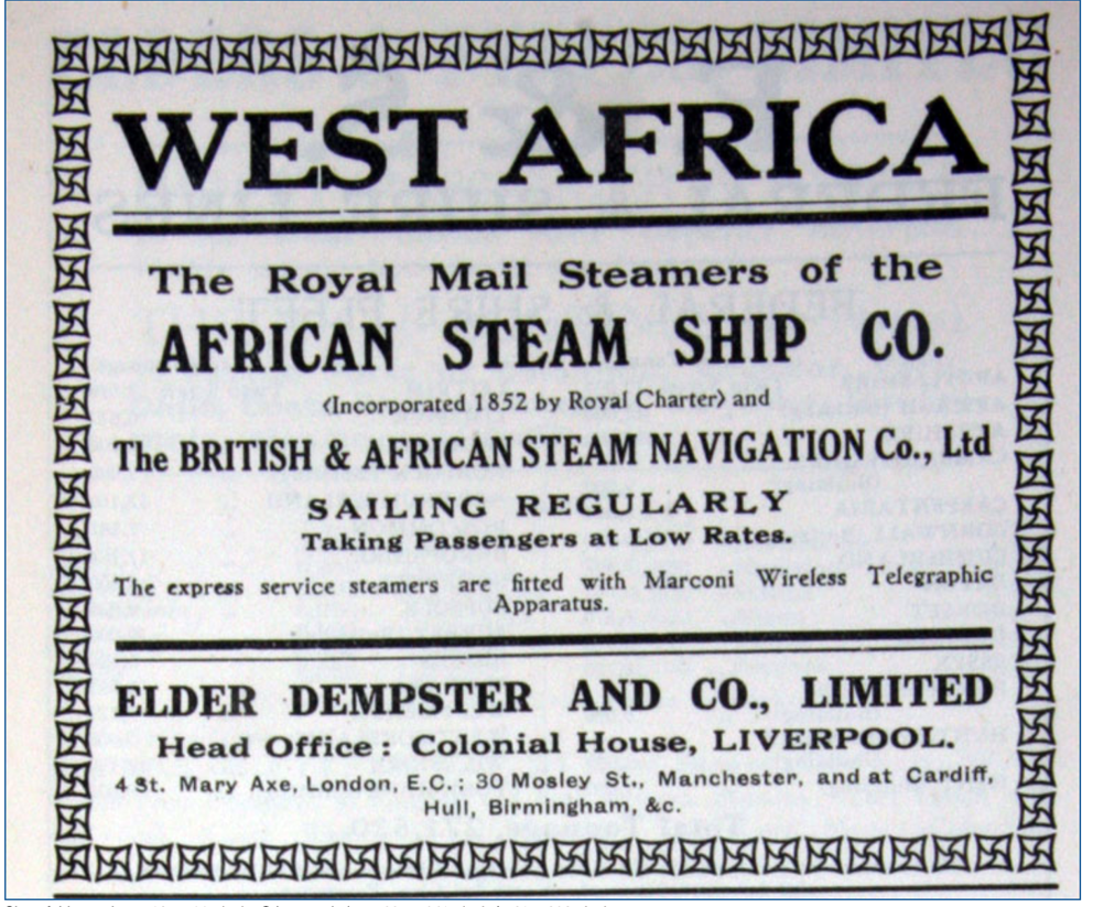 A flyer for the African Steamship Company